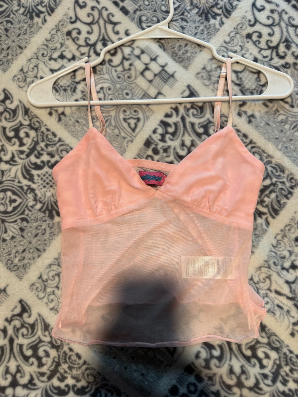 EDIKTED Pink mesh tank top